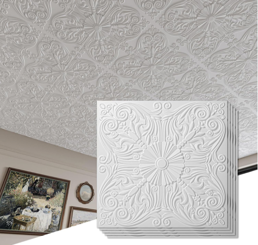 lot Of 12 New Other-Art3d Decorative 2' x 2' Spanish Floral Ceiling Tile, White