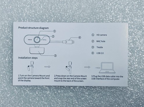 #185 - Open Box - Full HD 1080P Webcam Cameras With Bulit-In Microphone For PC - (AS SHOWN)