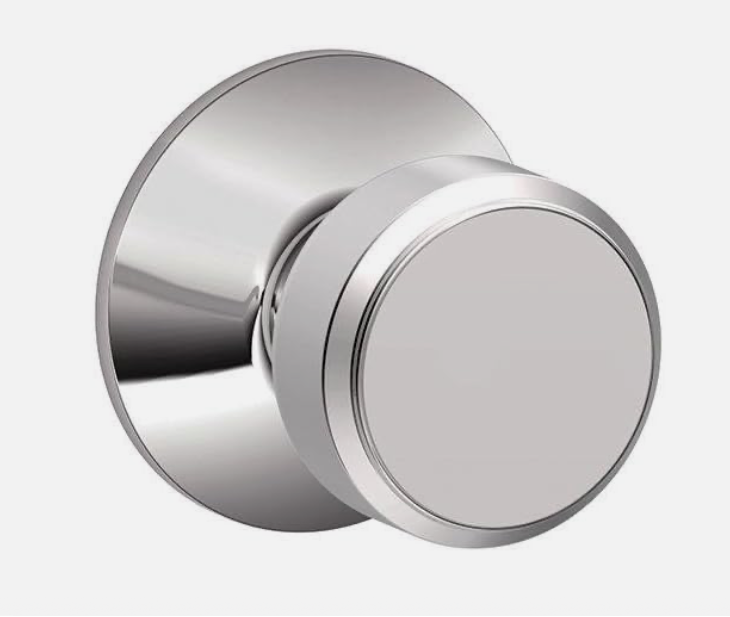 #164 - New Other - Schlage F10BWE625 Hall & Closet Bowery Passage Knob, Bright Chrome- (AS SHOWN)
