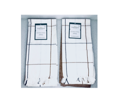 #183 - Lot Of 4 New - Threshold Kitchen Towels 100% Cotton Machine Washable - (AS SHOWN)