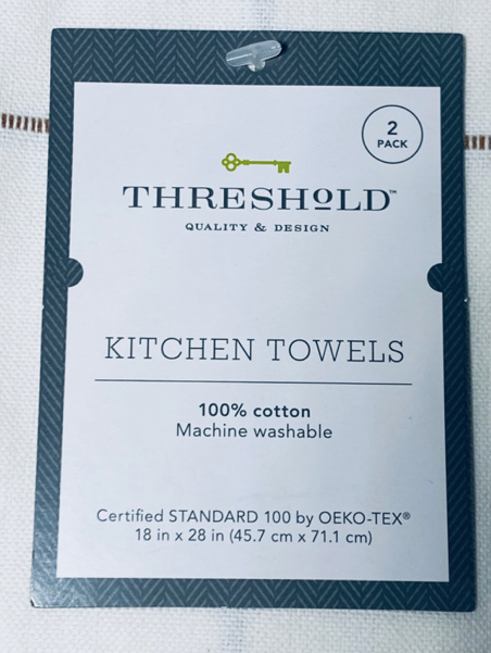 #183 - Lot Of 4 New - Threshold Kitchen Towels 100% Cotton Machine Washable - (AS SHOWN)