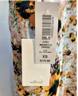 new With Tags - Wilfred Mariette Women's X-Small Dress, Sea Salt/Salmao