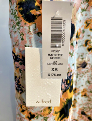 new With Tags - Wilfred Mariette Women's X-Small Dress, Sea Salt/Salmao