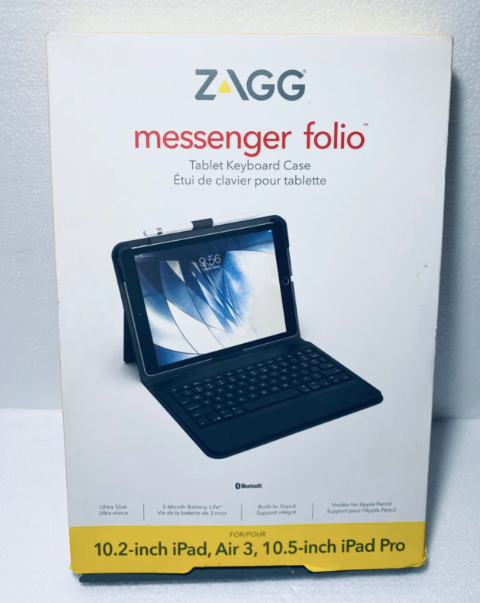 zAGG Messenger Folio Tablet Keyboard Bluetooth Case, Black iPad Air 3 & iPad Pro