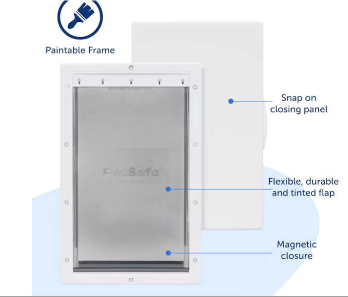 New PetSafe White Plastic Large Dog/Cat Door With 16 1/4" x 10 1/4" Door Flap