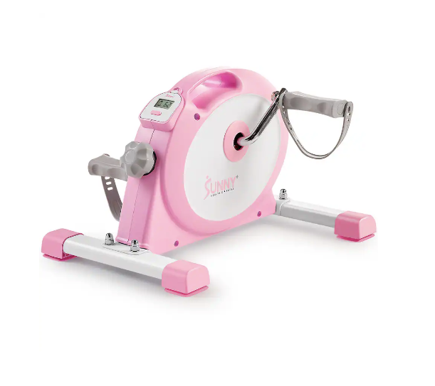 New Other Sunny Health & Fitness Under Desk Smart Mini Exercise Bike, Pink/White