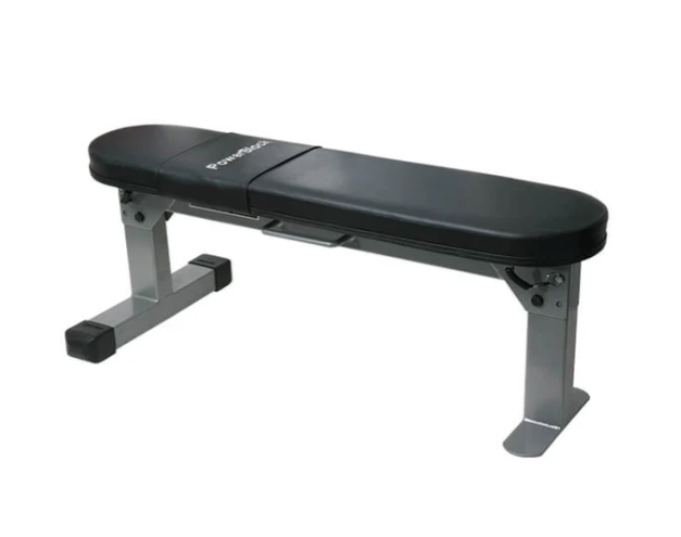 New Open Box POWERBLOCK Foldable Travel Workout Bench With Carry Handle, Silver