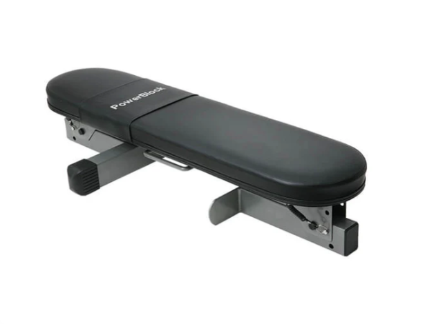 New Open Box POWERBLOCK Foldable Travel Workout Bench With Carry Handle, Silver