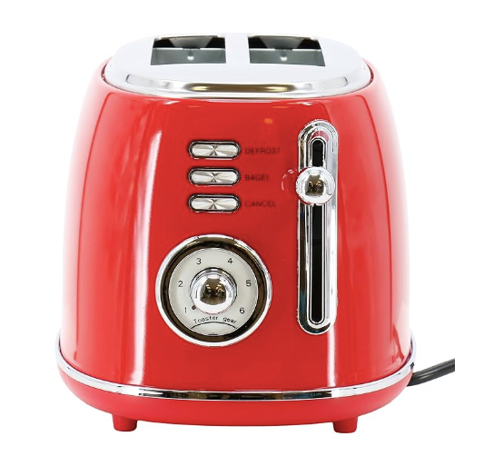 New MegaChef 1.7 Liter Electric Kettle & 2 Slice Toaster In Matte Cream Red