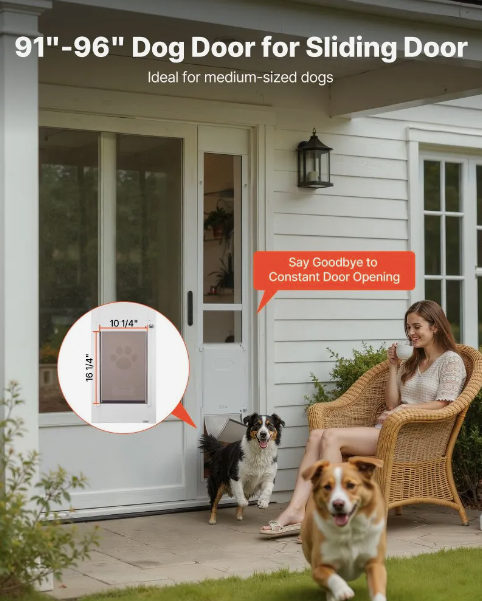 New Other VEVOR Dog Door For Sliding Glass Door With 91"-96” Height, White