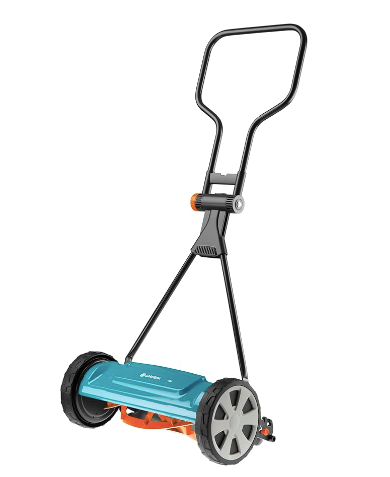 GARDENA 16" Manual Reel Lawn Mower With 5 Blades, Blue/Orange