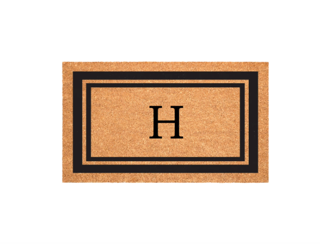 New Other Calloway Mills Black Border 24" x 48" Monogram Doormat, (Letter H)