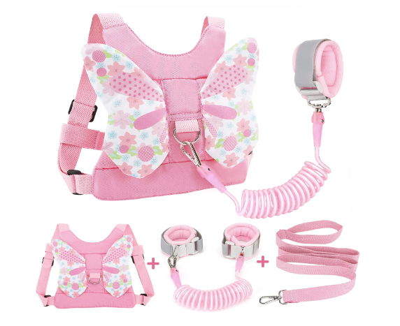 New Accmor 3 in 1 Light Pink Toddler Harness Leash & Anti Lost Wrist Link