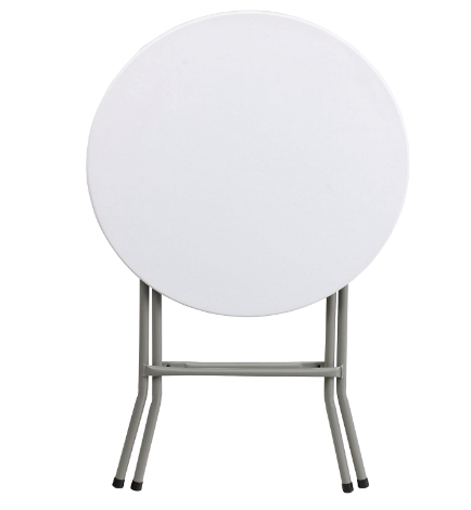 New Open Box Flash Furniture 2-Foot Round Granite White Plastic Folding Table