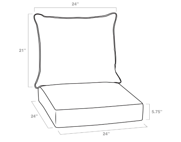 New Open Box Arden 24"x24" Outdoor Deep Seat Cushion Set, Black Jacobean