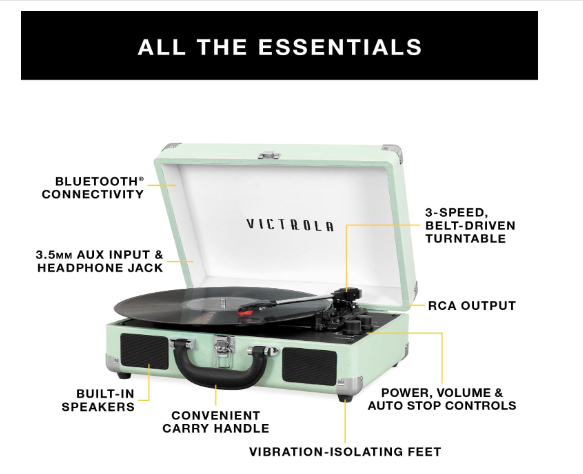 New Other Victrola Journey Bluetooth Suitcase Record Player, Green Olive