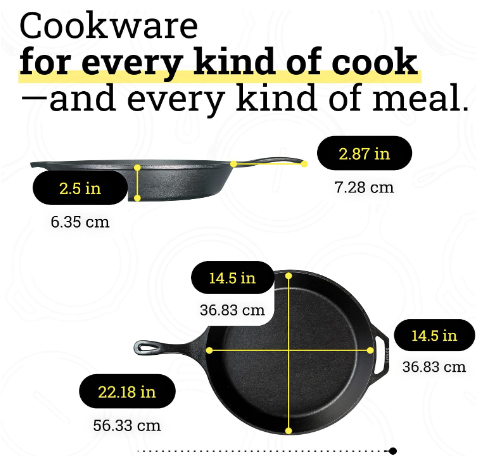 New Open Box Lodge 15" Pre-Seasoned Cast Iron Skillet With Easy-Grip Handle