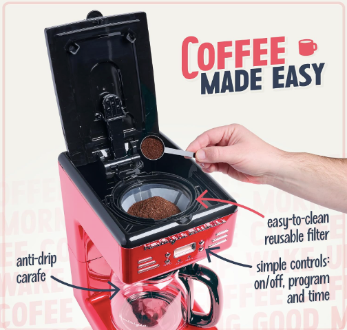 New Open Box Nostalgia Retro 12-Cup Programmable Coffee Maker With LED Display