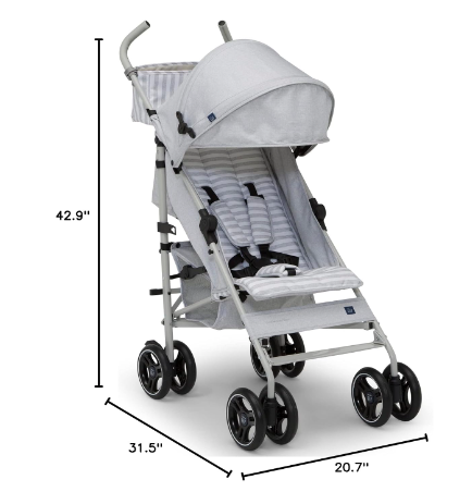 Like New Baby Gap Lightweight Classic Stroller With Recline & Fold, Gray Stripes