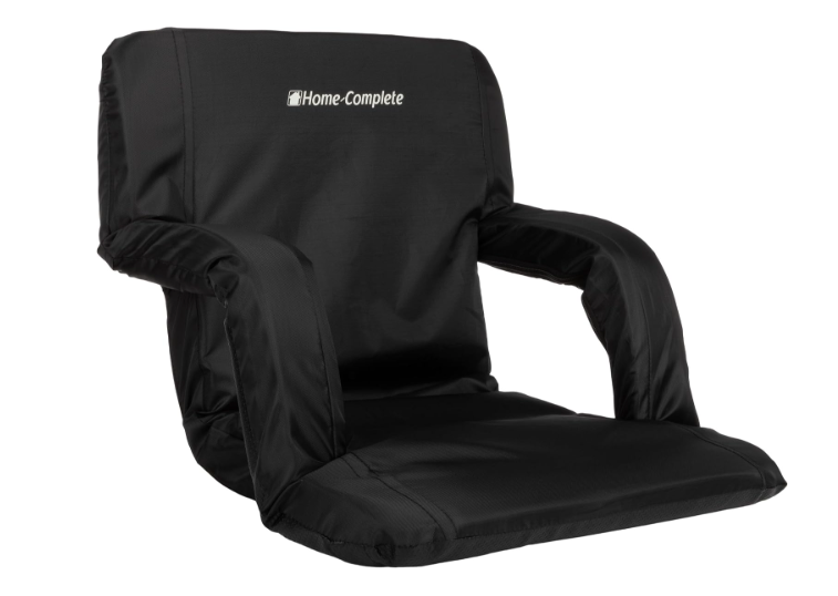 New Open Box Home-Complete Reclining Stadium Seat Cushion With Back Support, Black