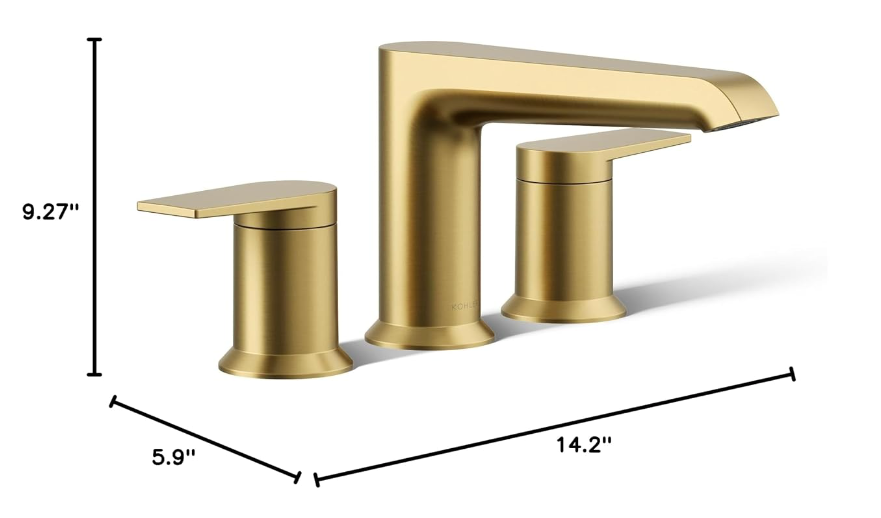 New Open Box KOHLER 10.0 GPM Hint Two-Handle Deck-Mount Bath Faucet Trim