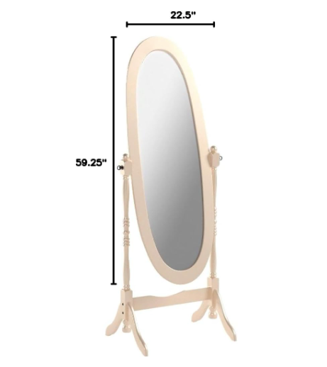 New Open Box Roundhill Furniture Queen Anna Style Floor Cheval Mirror, Gold