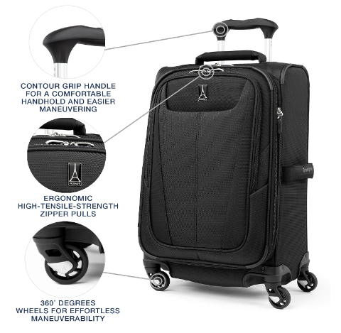 New Travelpro Maxlite 5 Softside 21" Carry-On Luggage Spinner, Black