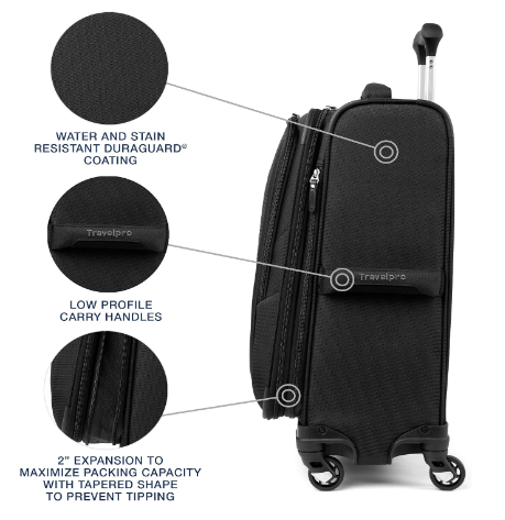 New Travelpro Maxlite 5 Softside 21" Carry-On Luggage Spinner, Black