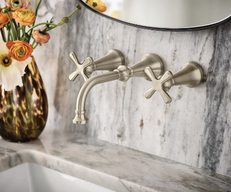 New Other Moen Colinet Two Handle Wall Mount Bathroom Faucet, Brushed Nickel