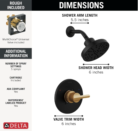 New Other Delta Nicoli 14 Series H2Okinetic Shower Head & Handle Set