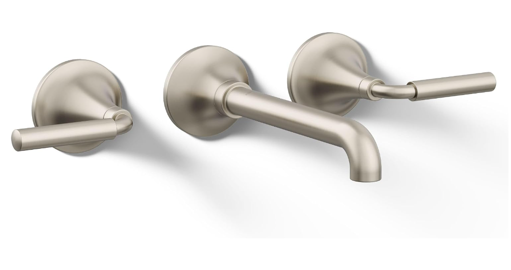 New Other Kohler Tone Wall-Mount Bathroom Sink Faucet Set With Two Lever Handles