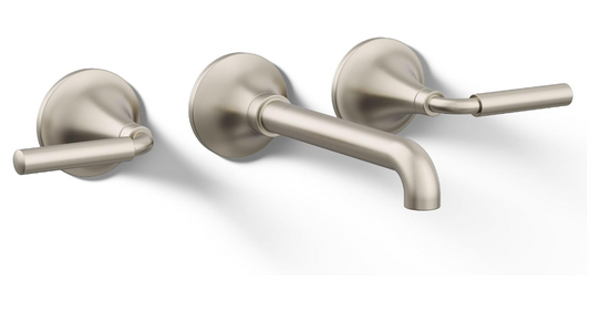 New Other Kohler Tone Wall-Mount Bathroom Sink Faucet Set With Two Lever Handles
