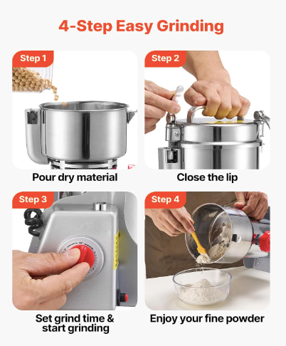 New Other VEVOR Electric 1.8 lbs Commercial Grain Spice Grinder, Stainless Steel