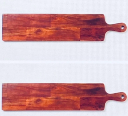 #225 - Lot of 2 New Other Threshold 28" x 6" Wooden Cheese Board - Brown - (IN CONDITION AS SHOWN) (READ)
