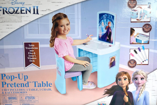 #200 - new Jakks Pacific Disney Frozen II Pop-Up Pretend Table, Chair & Table Set - (READ)