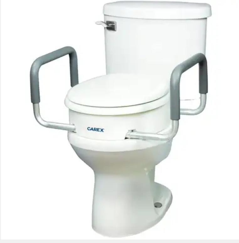 New Open Box - Compass Elongated 3.5" High Raised Toilet Seat With Arms