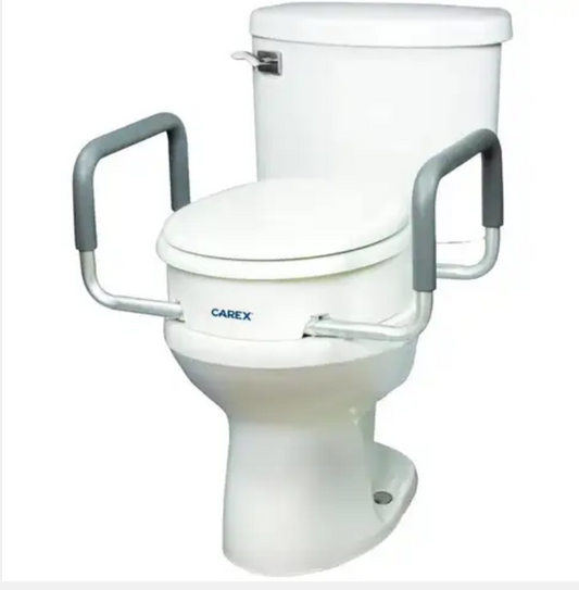 New Open Box - Compass Elongated 3.5" High Raised Toilet Seat With Arms