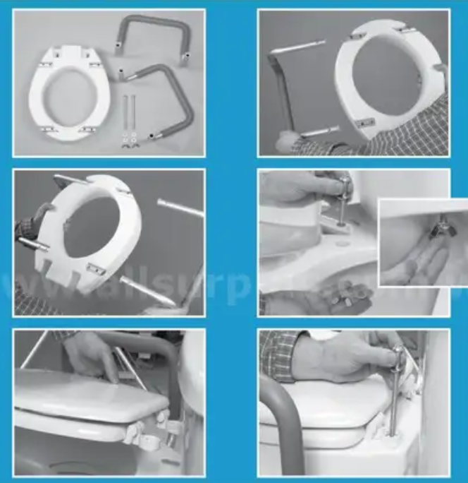 New Open Box - Compass Elongated 3.5" High Raised Toilet Seat With Arms