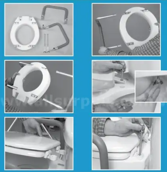 New Open Box - Compass Elongated 3.5" High Raised Toilet Seat With Arms