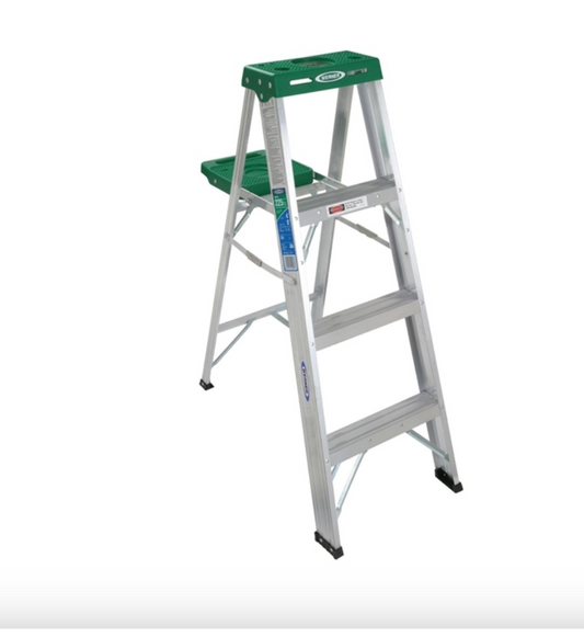 Lot Of 2 Werner 4ft. Tall 225lb. Capacity Type II Aluminum Step Ladders, Silver