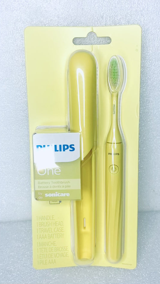 new Philips One AAA Battery Toothbrush by Sonicare, HY110Y, 8" x .5", Yellow