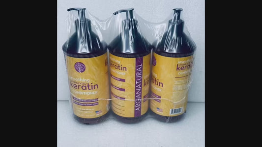 #77 - lot of 3 New Arganatural 32 fl oz. (Each) Hydrolyzed Keratin Conditioners - (READ) - (IN CONDITION AS SHOWN)
