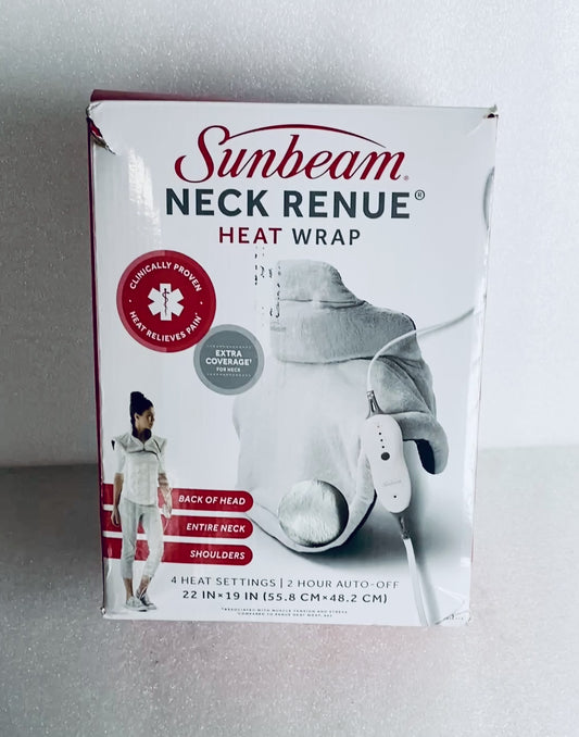 Open Box - Sunbeam Contoured Heating Pad For Neck & Shoulder Pain Relief W/ Auto Shut Off,  22" x 19" Grey