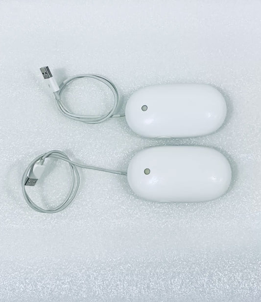 lot Of 2 - Apple USB White Wired Mighty/Optical Mouse, A1152-READ