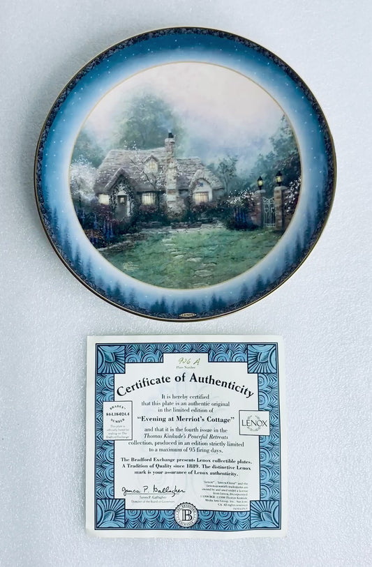 thomas Kinkade's Peaceful Retreats "Evening At Merriot's Cottage" With COA