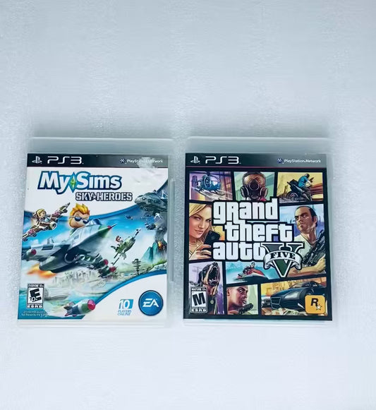 #58 - lot Of 2 -Sony PlayStation 3 Video Games GTA V, My Sims Sky Heroes- (READ) - (IN CONDITION AS SHOWN)